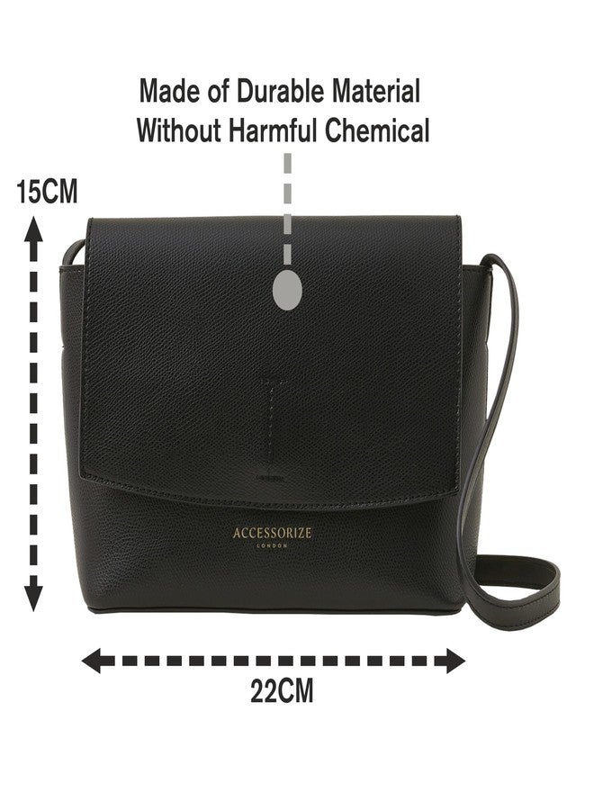 أكسيسورايز حقيبة كتف نسائية سوداء من أكسسورايز لندن بتصميم ليو - Image 5